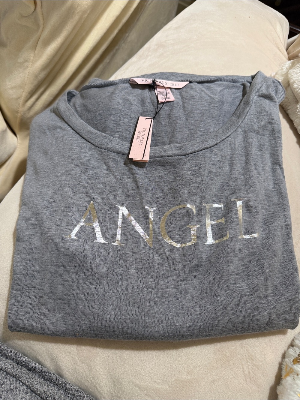 Victoria's Secret Grey “Angel' Metallic Graphic Tee